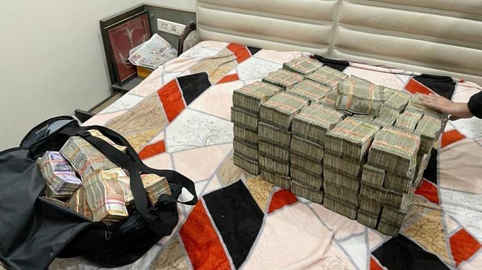 ED recovered Rs 4 crores from Punjab CM Charanjit Channi’s nephew Bhupinder Singh residence and 2 crores from Singh's associate Sandeep Kumar's house during a raid in Mohali, on 18 January 2022 | ANI photo