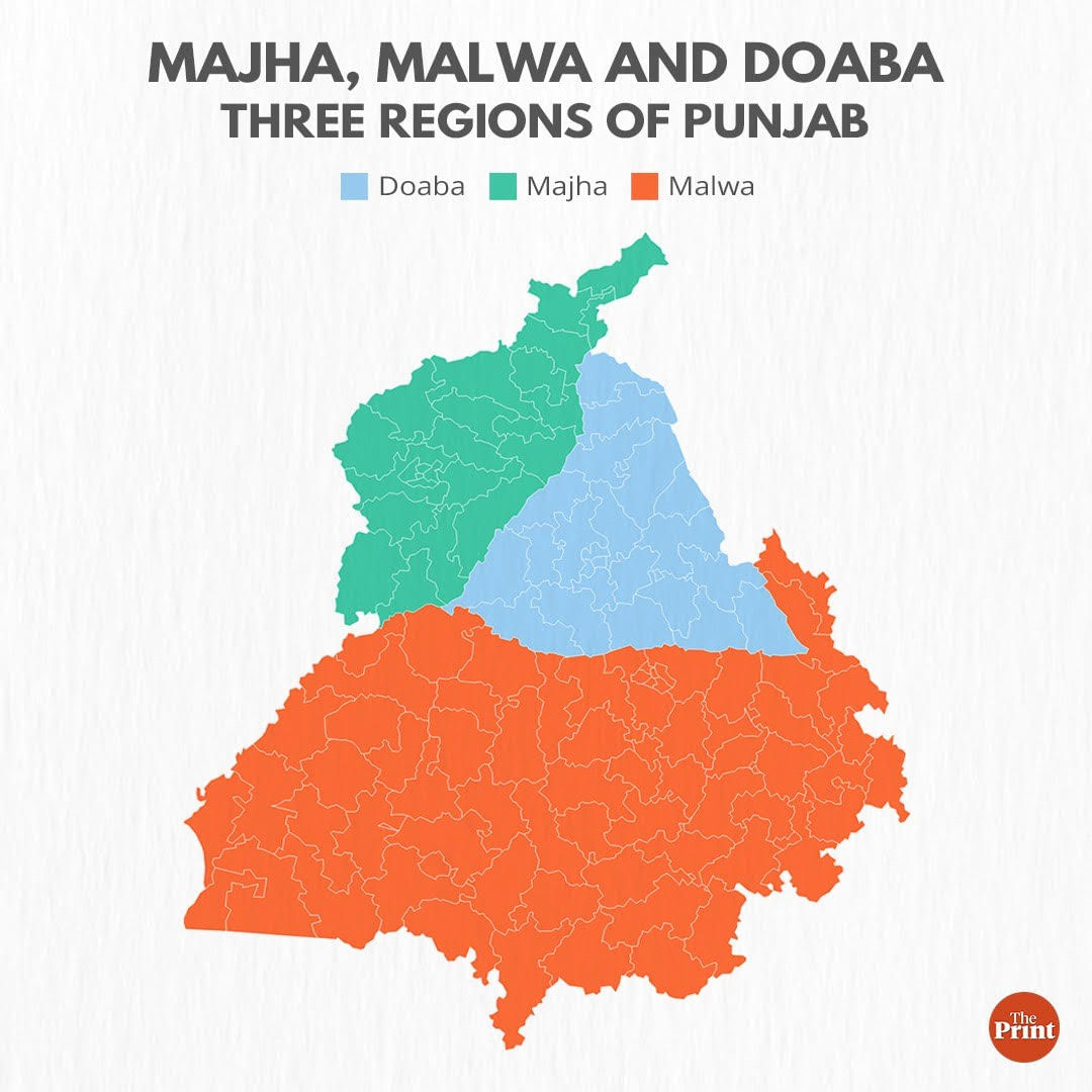 Punjab Map Majha Malwa Doaba Malwa, Majha, Doaba: Divided By Rivers, Each Punjab Region Has Distinct  Political Identity