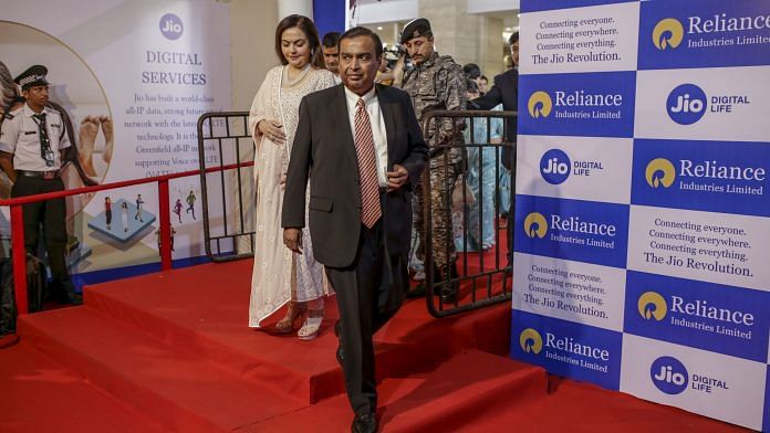 Reliance Industries chairman Mukesh Ambani and his wife Nita Ambani at the company's annual general meeting in Mumbai on 12 August 2019 | Photo: Dhiraj Singh | Bloomberg File