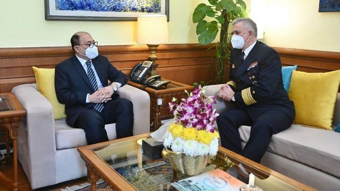 Foreign secretary Harsh Vardhan Shringla meets German Navy chief Vice Admiral Kay-Achim Schönbach on 20 January. | Twitter | @MEAIndia