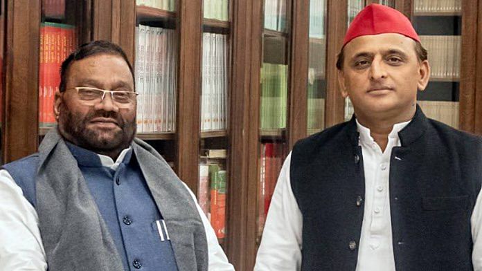 Swami Prasad Maurya (left) joined the SP in the presence of party chief Akhilesh Yadav Tuesday. | ANI