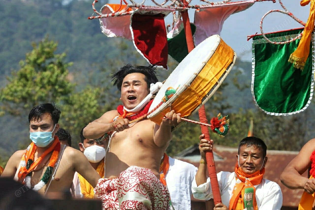 Folk dance performers at the rally in Imphal | Photo: Praveen Jain | ThePrint