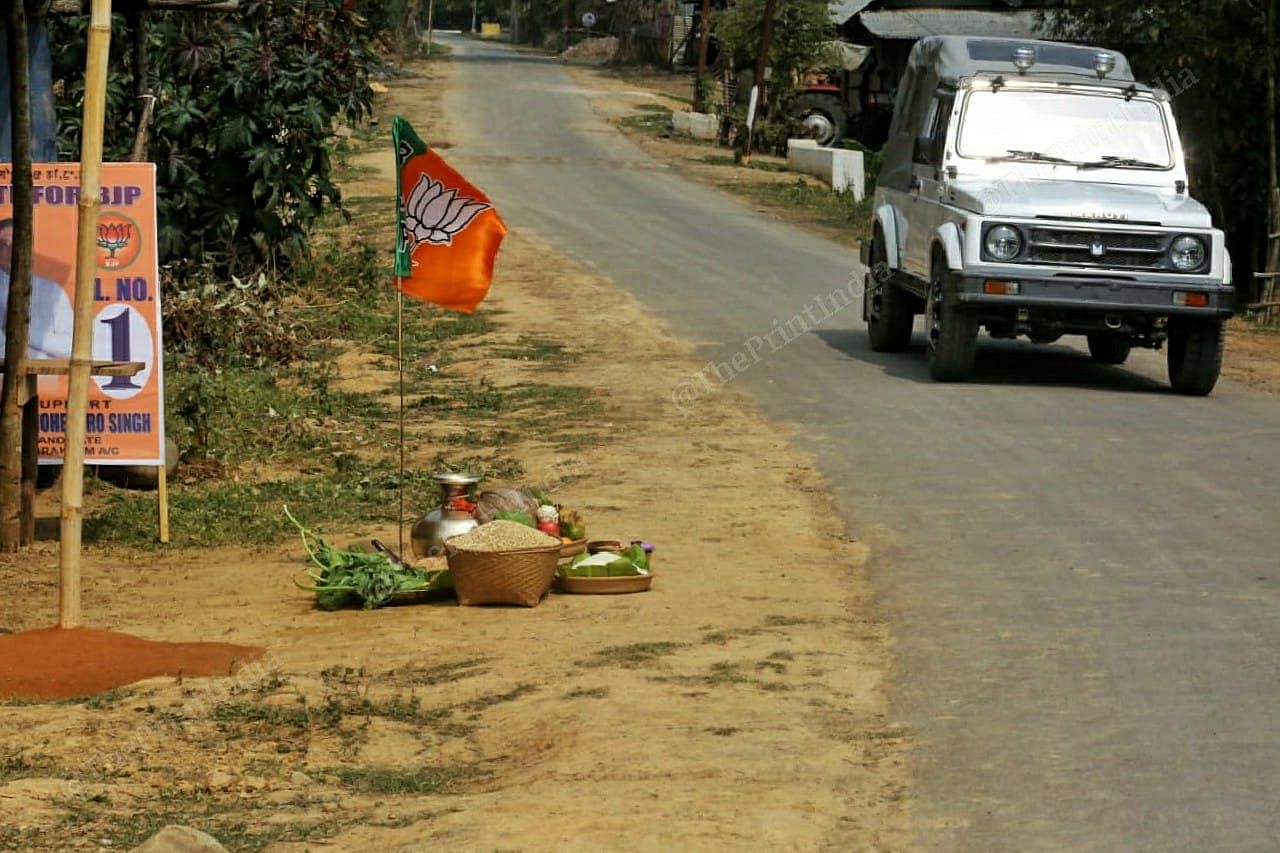 Food and flowers for the Khundrakpam constituency offering by Bjp candidate Thangjam Mohendro | Praveen Jain | ThePrint