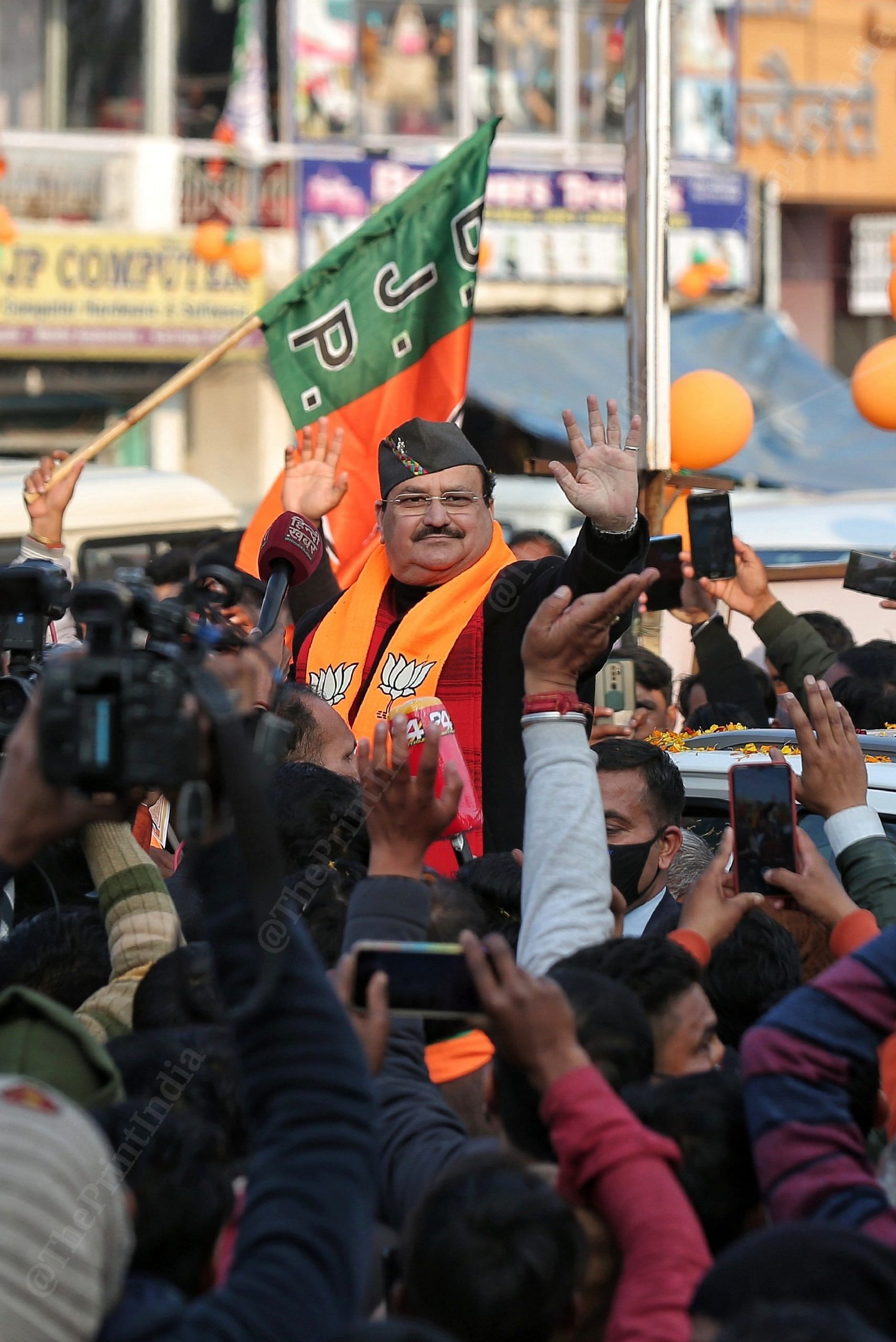 BJP President JP Nadda during his visit to Sahaspur in Uttrakhand | Photo: Suraj Singh Bisht | ThePrint