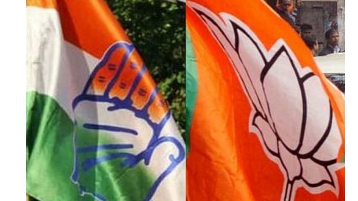 Representational image of Congress and BJP flags | ANI