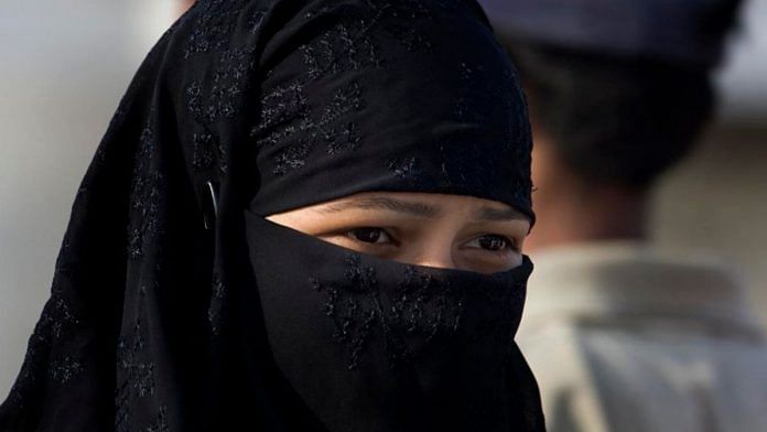 Indian woman in a Hijab, observing purdah | Representative Image | Photo Credit: Wikimedia Commons