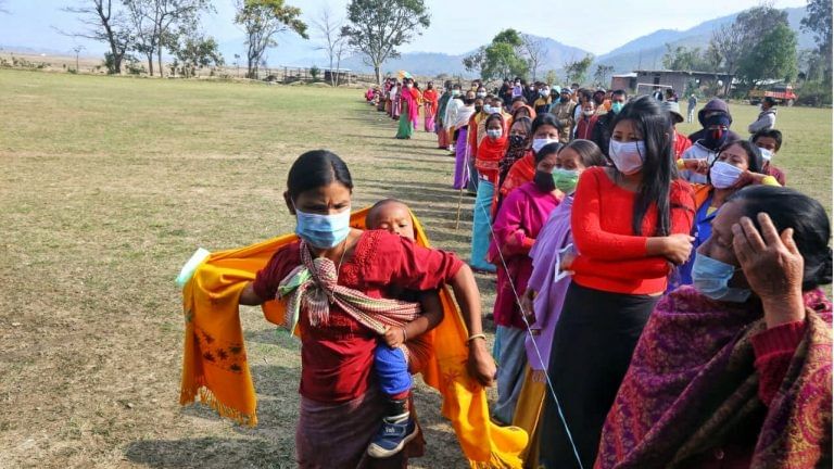 Women carrying kids, a candidate with commandos — glimpses from 1st polling day in Manipur