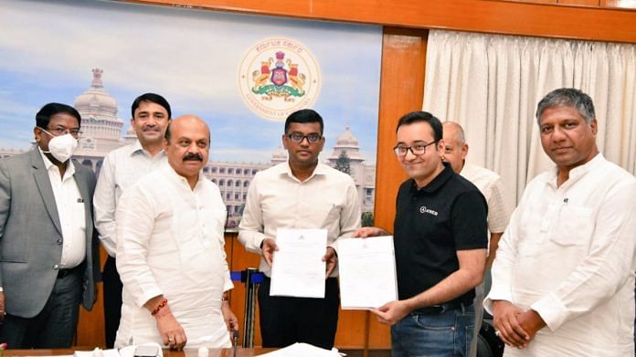 The MoU was signed in the presence of Karnataka Chief Minister Basavaraj Bommai, on 3 February 2022 | Twitter/@tarunsmehta