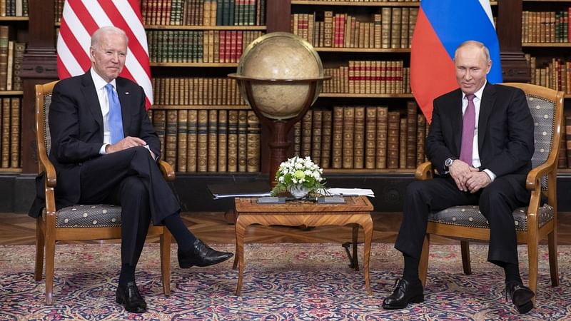 File photo of US President Joe Biden and Russian President Vladimir Putin | Photo by Peter Klaunzer - Pool/Keystone via Getty Images via Bloomberg
