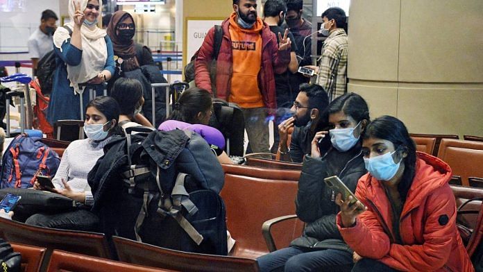 Indian students evacuated from Ukraine at the Mumbai airport | ANI