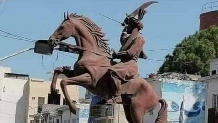 The alleged statue of Hari Singh Nalwa that was removed. | Photo Credit: Twitter