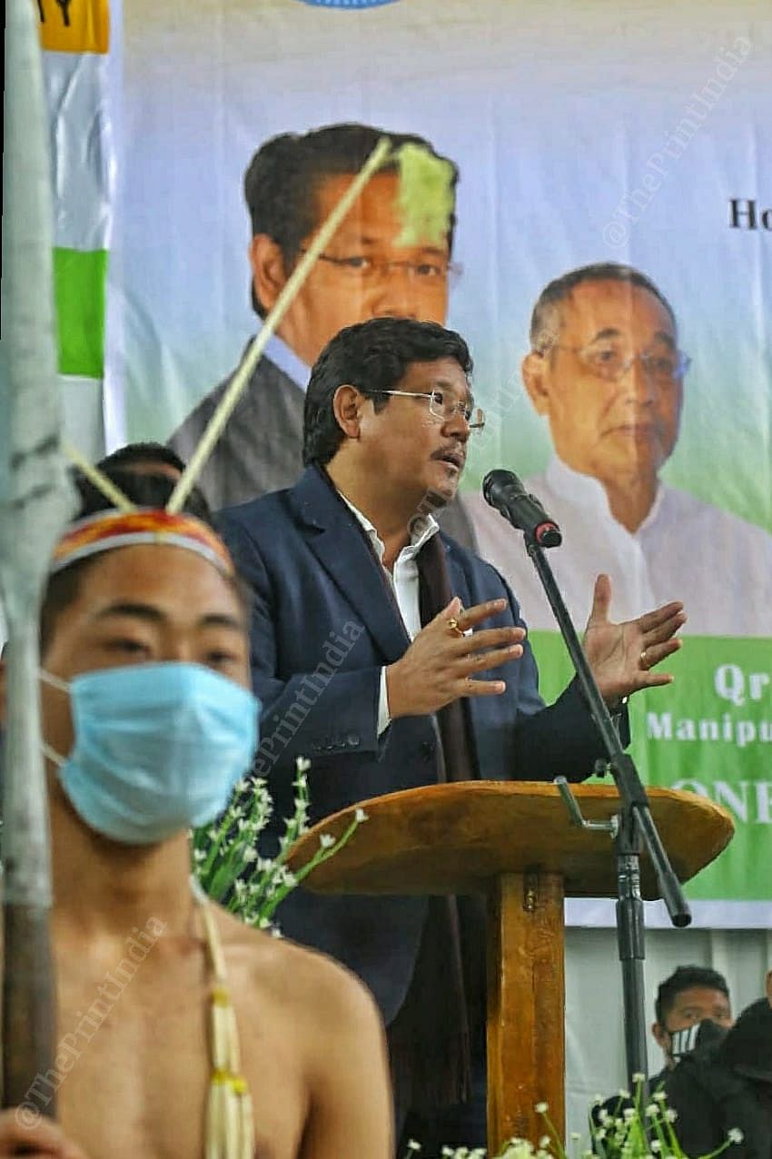 Meghalaya CM Conrad K Sangma addressed during National People's Party public meeting at Naga dominated hill district of Ukhrul in Manipur | Praveen Jain | ThePrint