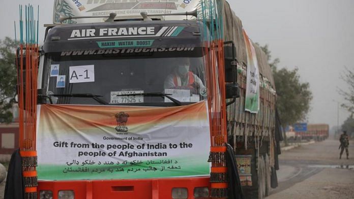 One of the Afghan trucks carrying the wheat | Photo: Ministry of External Affairs