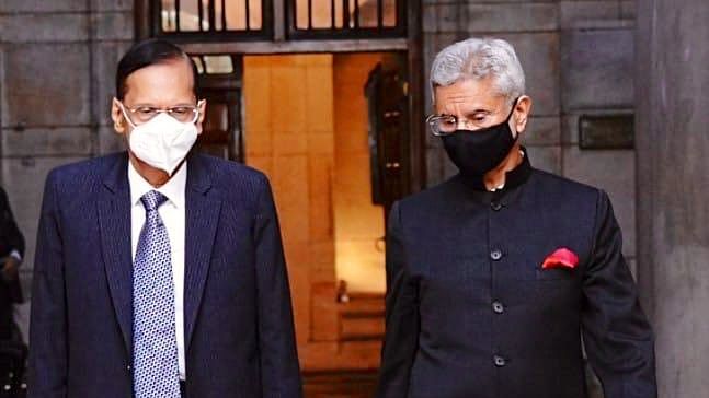 External Affairs Minister S Jaishankar with Sri Lankan Foreign Minister G L Peiris in New Delhi, on 7 February 2022