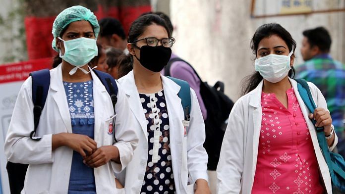 Medical students wearing protective masks at King George Medical College in Lucknow | Representational image | ANI photo