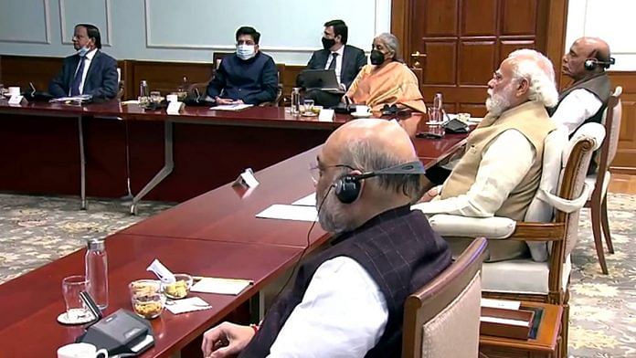 Prime Minister Narendra Modi chairing a meeting of the Cabinet Committee on Security on 24 February | ANI