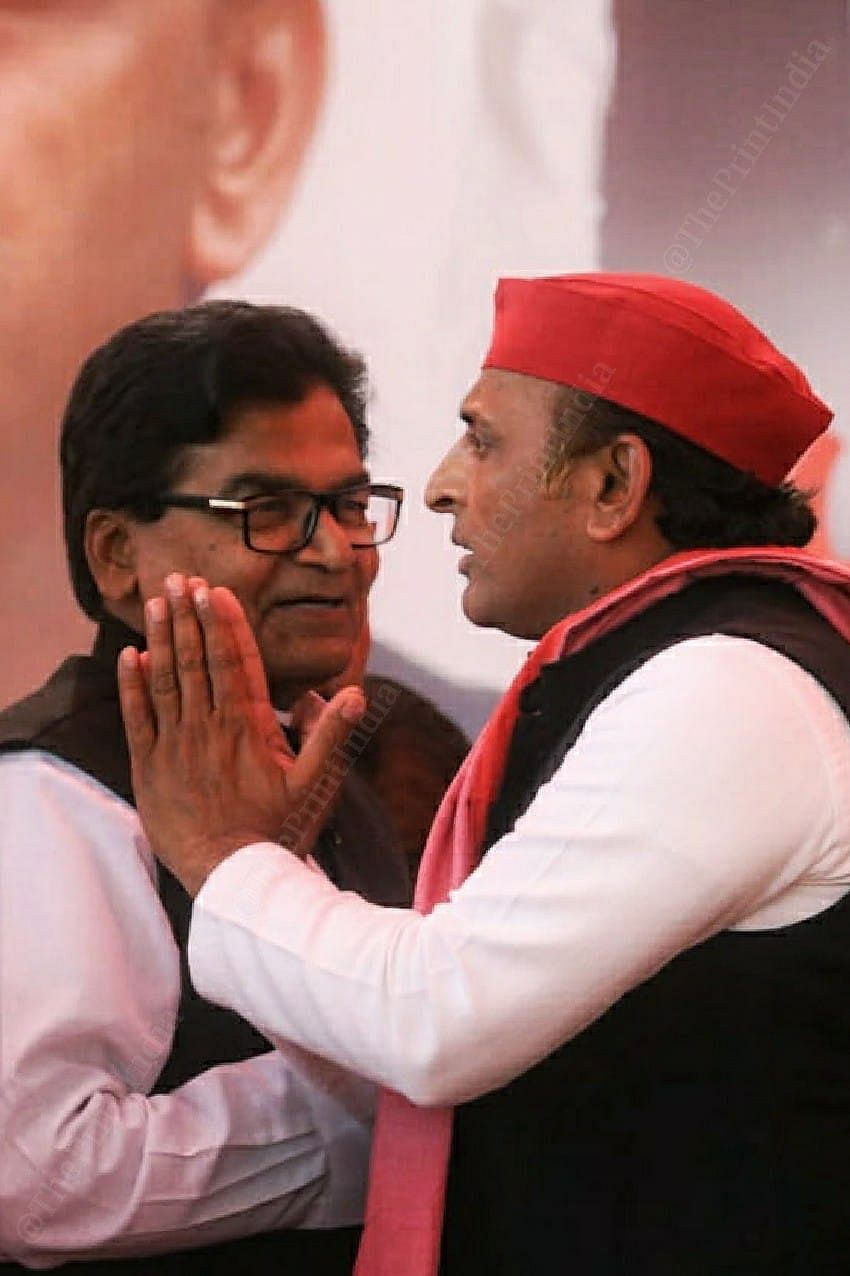 Akhilesh Yadav with SP general secretary Ram Gopal Yadav | Photo: Praveen Jain | ThePrint