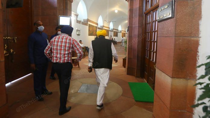 Punjab CM-designate Bhagwant Mann inside the Lok Sabha, after resigning as MP Monday. Mann will take oath as CM on 16 March | Photo: Praveen Jain | ThePrint