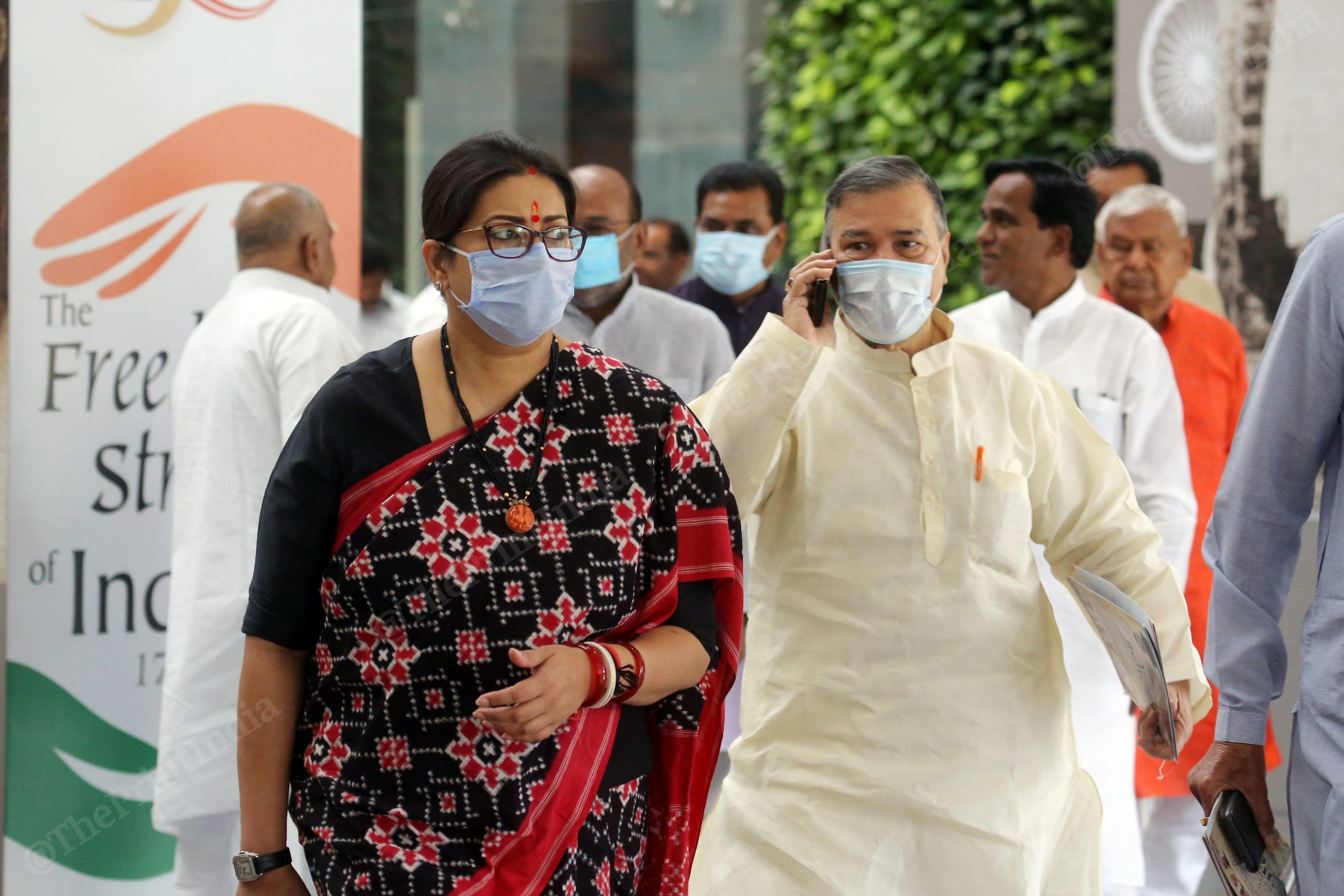 Union Minister Smriti Irani and other MP leave after the meeting | Photo: Praveen Jain | ThePrint