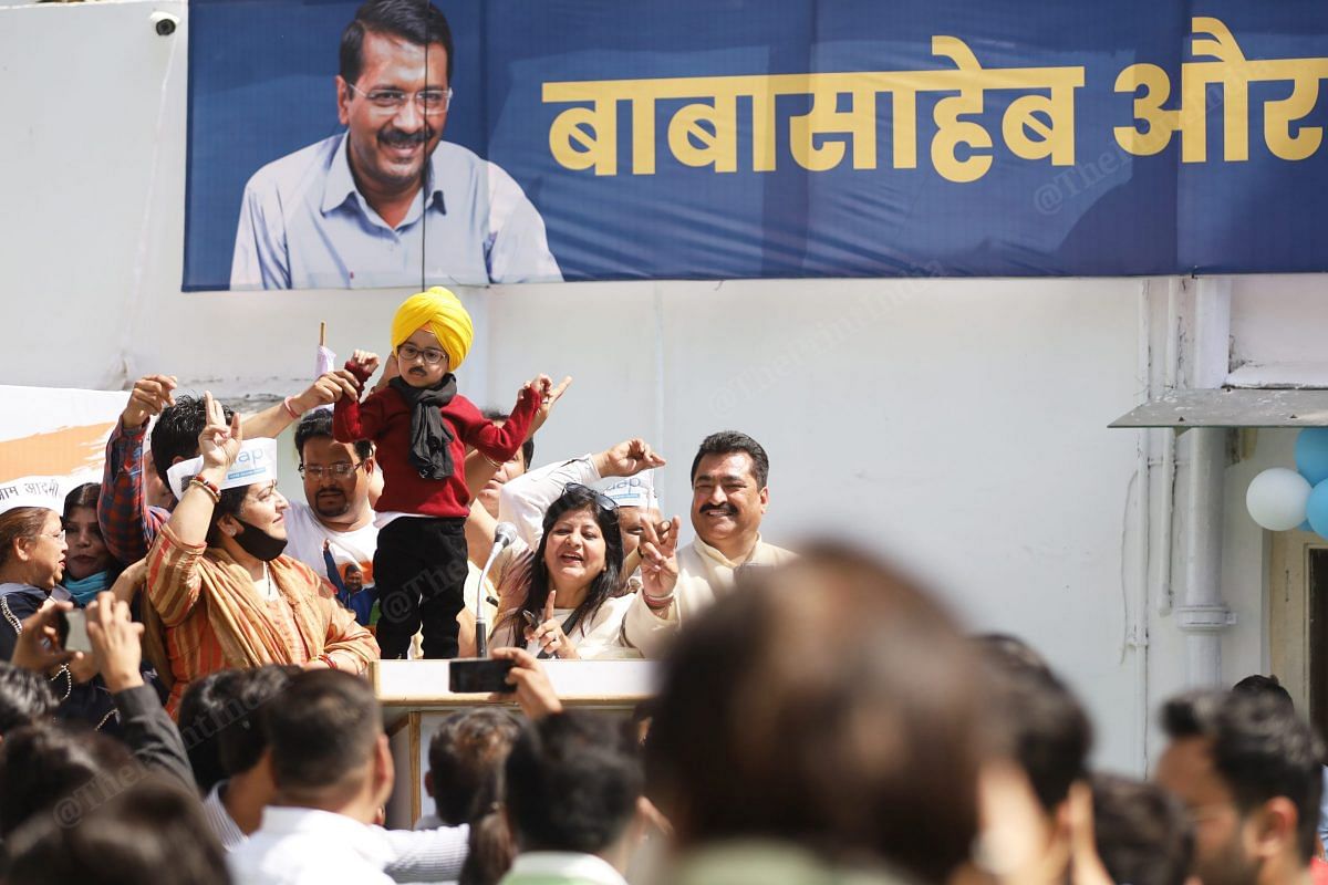 A young boy dressed up as the AAP's Punjab CM candidate, Bhagwant Mann | Photo: Manisha Mondal | ThePrint