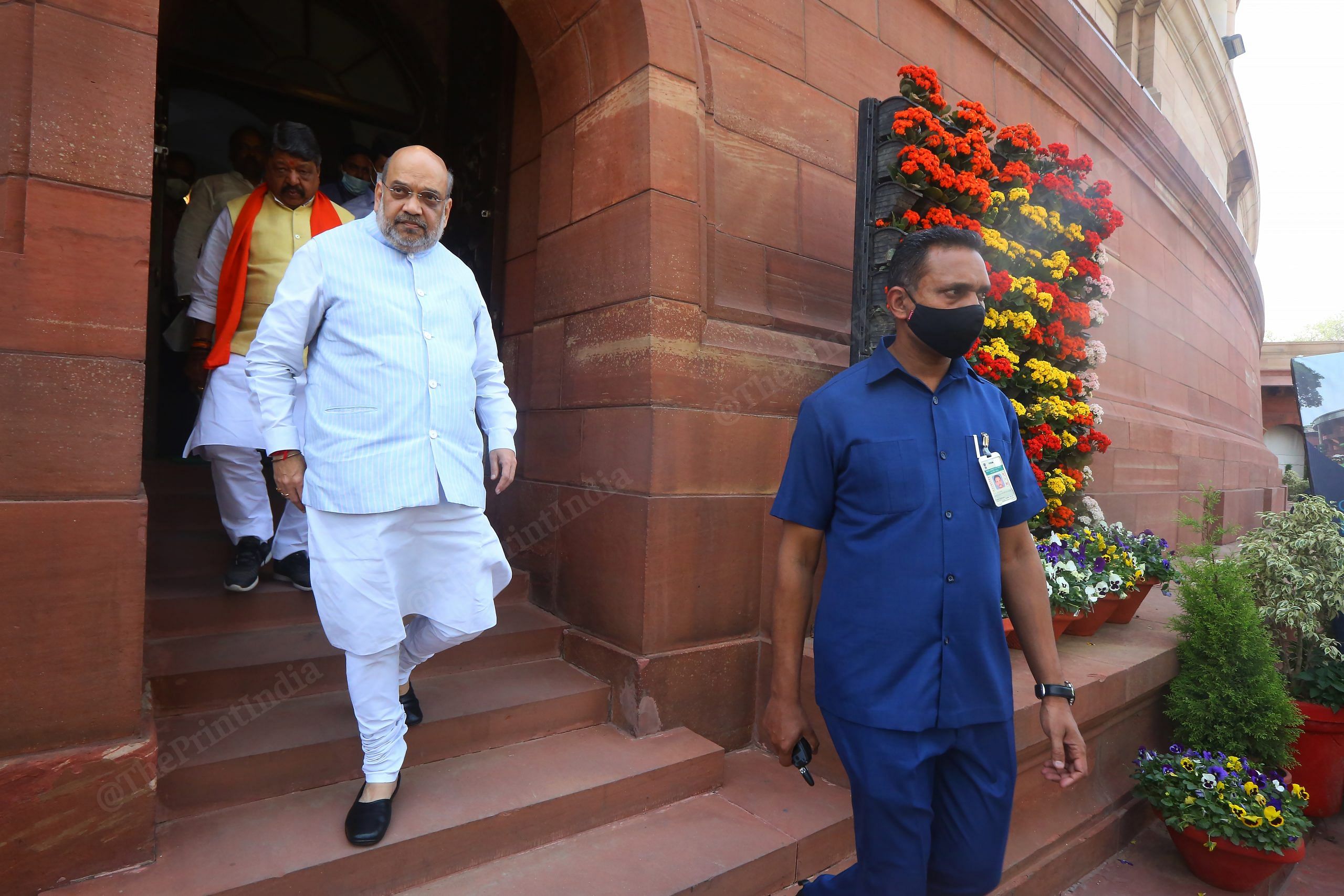Home minister Amit Shah comes out of Parliament | Photo: Praveen Jain | ThePrint