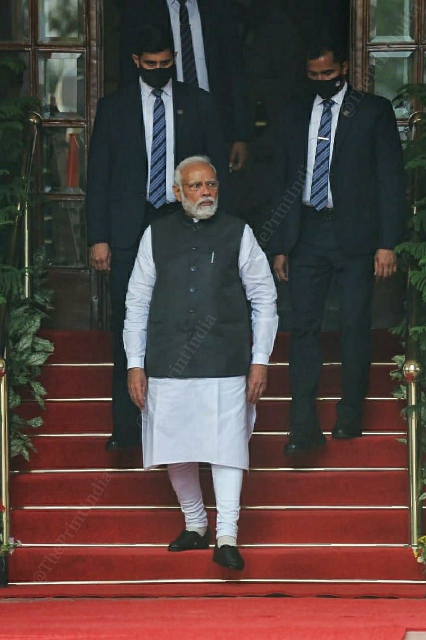 PM Modi reaches Hyderabad House ahead of his meeting with PM Kishida | Photo: Praveen Jain | ThePrint