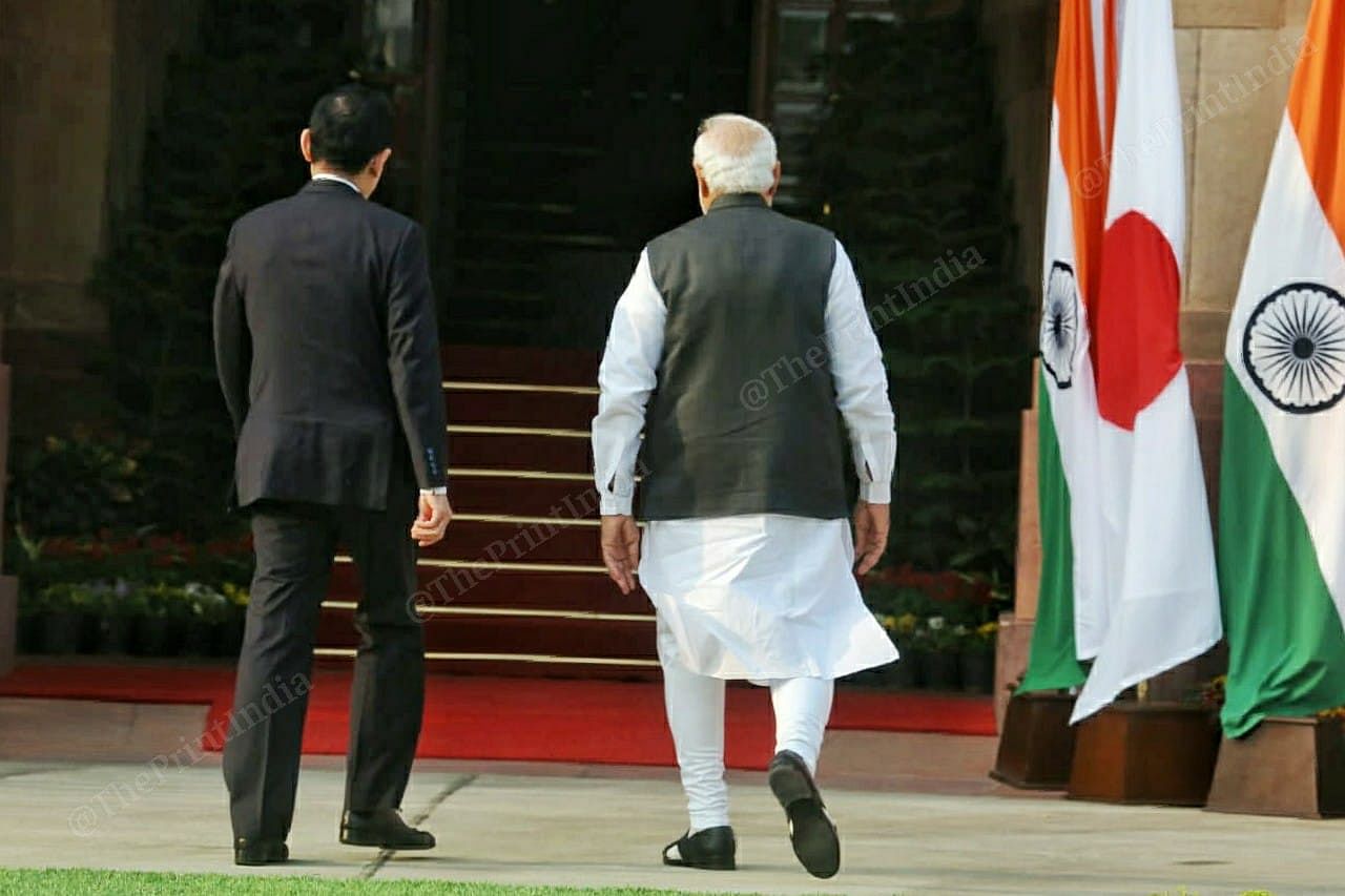 The two leaders enter Hyderabad House for their meeting | Photo: Praveen Jain | ThePrint