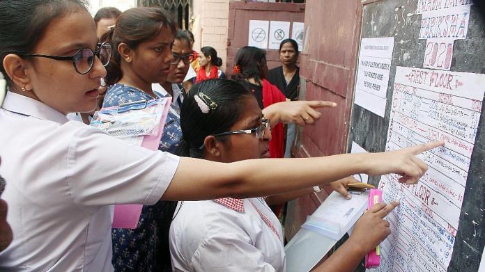 Students check their roll number and seat as they arrive to appear for West Bengal class 10th Board exam in Kolkata | Representational image | ANI photo