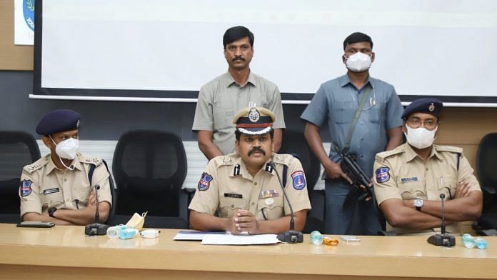 Cyberabad Police Commissioner Stephen Ravindra addressing the press Wednesday | Photo: By special arrangement