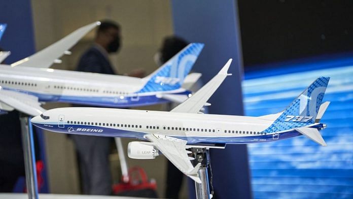 A model of the Boeing 737 on display at the Singapore Airshow held at the Changi Exhibition Centre in Singapore on February 2022 | Representational image | Bloomberg