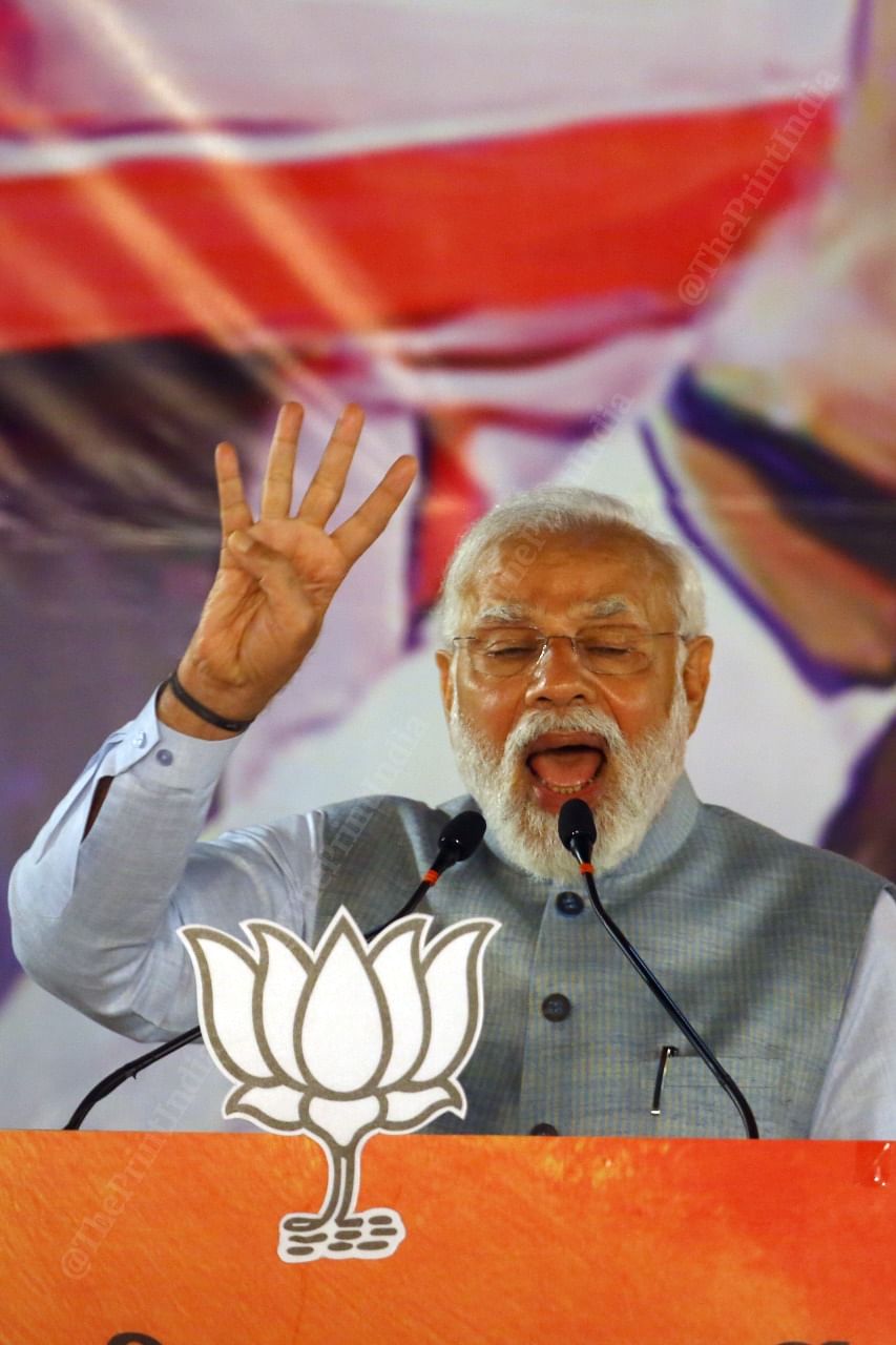 PM Modi addresses party workers after the announcement of results | Photo: Praveen Jain | ThePrint