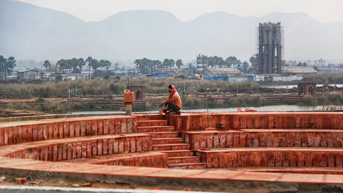 The amphitheatre at the Nalanda University campus, framed by the Rajgir hills | Photo: Manisha Mondal | ThePrint