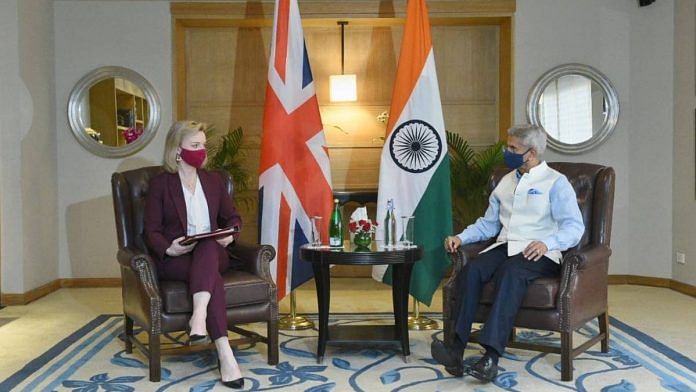 UK Foreign Secretary Liz Truss with External Affairs Minister S. Jaishankar in New Delhi on 31 March | Twitter | @DrSJaishankar