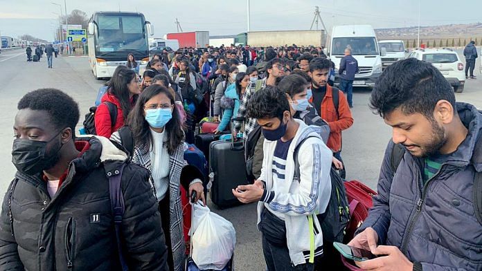 Students waiting to leave Ukraine and enter Romania through Porubne-Siret border, on 25 February 2022 | ANI photo