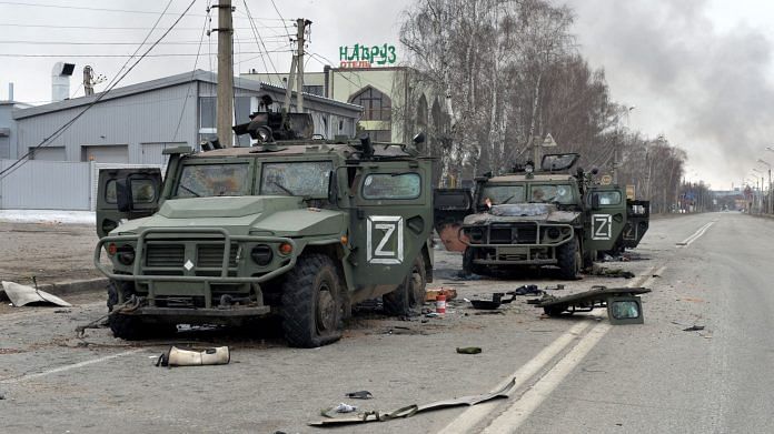 Russian infantry mobility vehicles GAZ Tigr destroyed as a result of fight in Kharkiv on 28 February 2022 | Photo: Sergey Bobok/AFP/Getty Images via Bloomberg