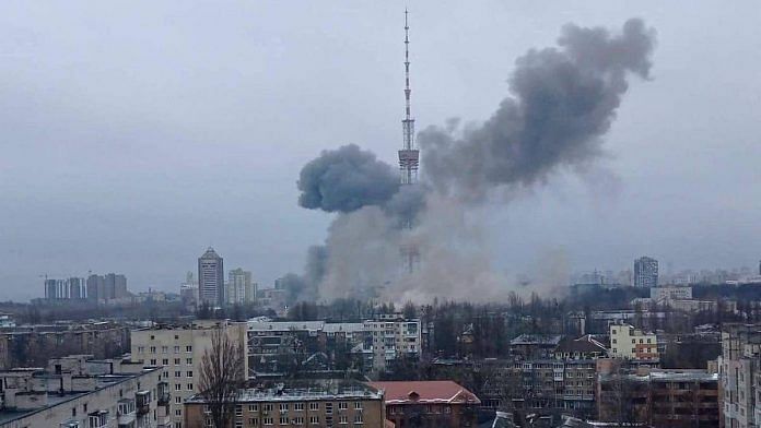 Russia attacks Kyiv TV tower, Ukraine | 1 March 2022 | Twitter/@DefenceU