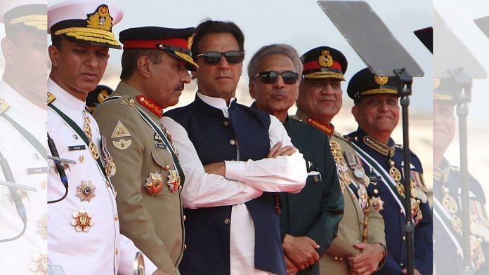 Imran Khan, third left, during the Pakistan Day parade in Islamabad on March 23 | Photographer: Ghulam Rasool/AFP/Getty Images via Bloomberg