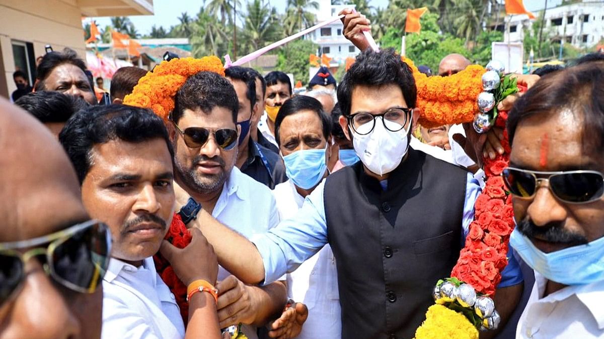 Maharashtra Environment & Tourism Minister Aaditya Thackeray on his three-day visit to the Konkan region, Monday | ANI