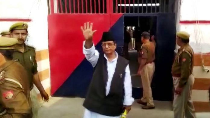 File photo of SP leader Azam Khan outside a jail | ANI