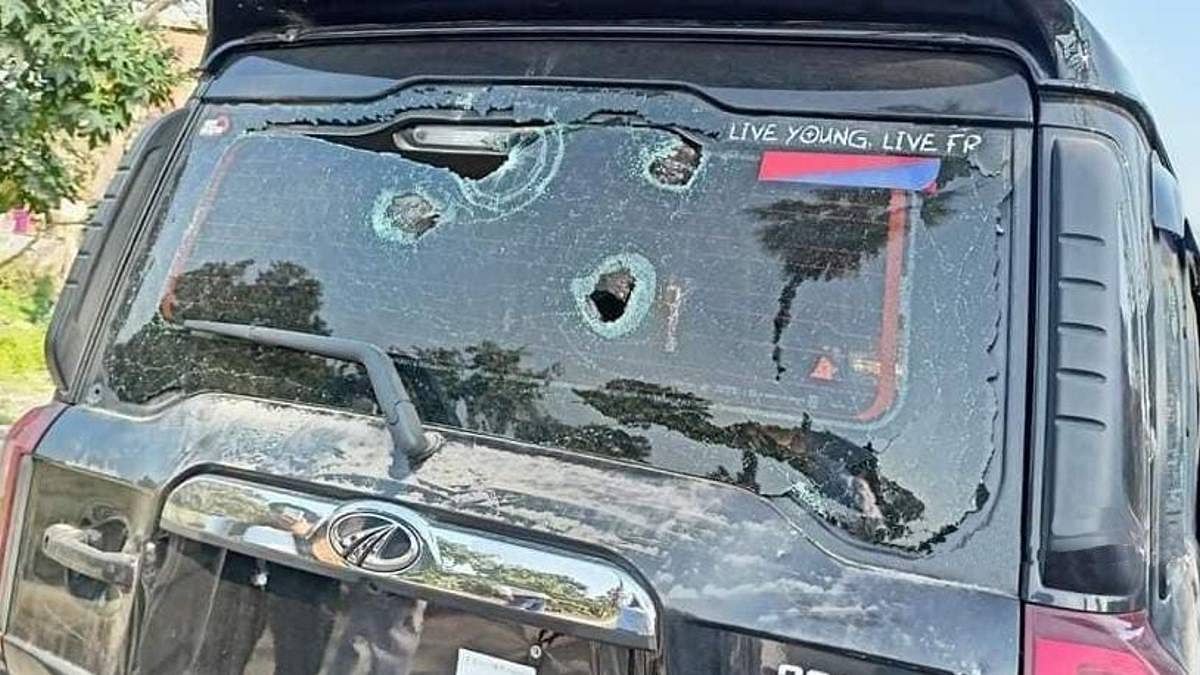 One of the cars damaged in the alleged attack | By special arrangement