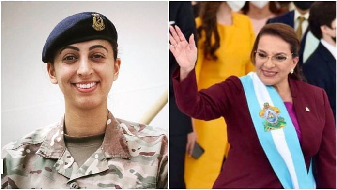 Preet Chandi, British-born Sikh army officer, and Xiomara Castro, Honduras’s first woman president | Twitter: @PreetChandi10/@XiomaraCastroZ