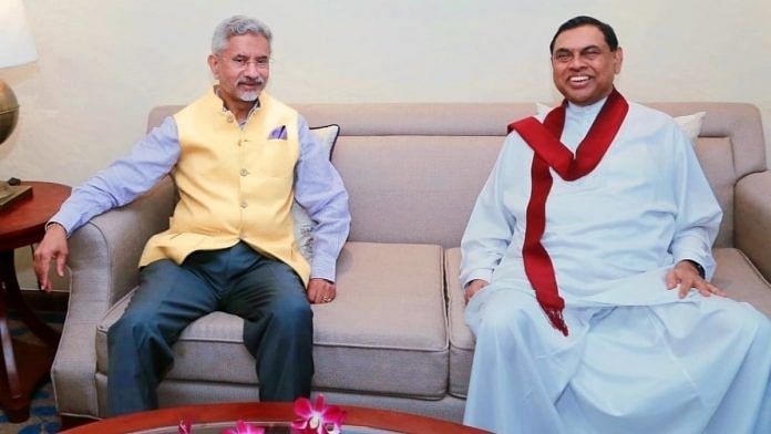 External Affairs Minister S. Jaishankar began his visit to Sri Lanka with a a meeting with Finance Minister Basil Rajapaksa. | Photo: Twitter/@DrSJaishankar