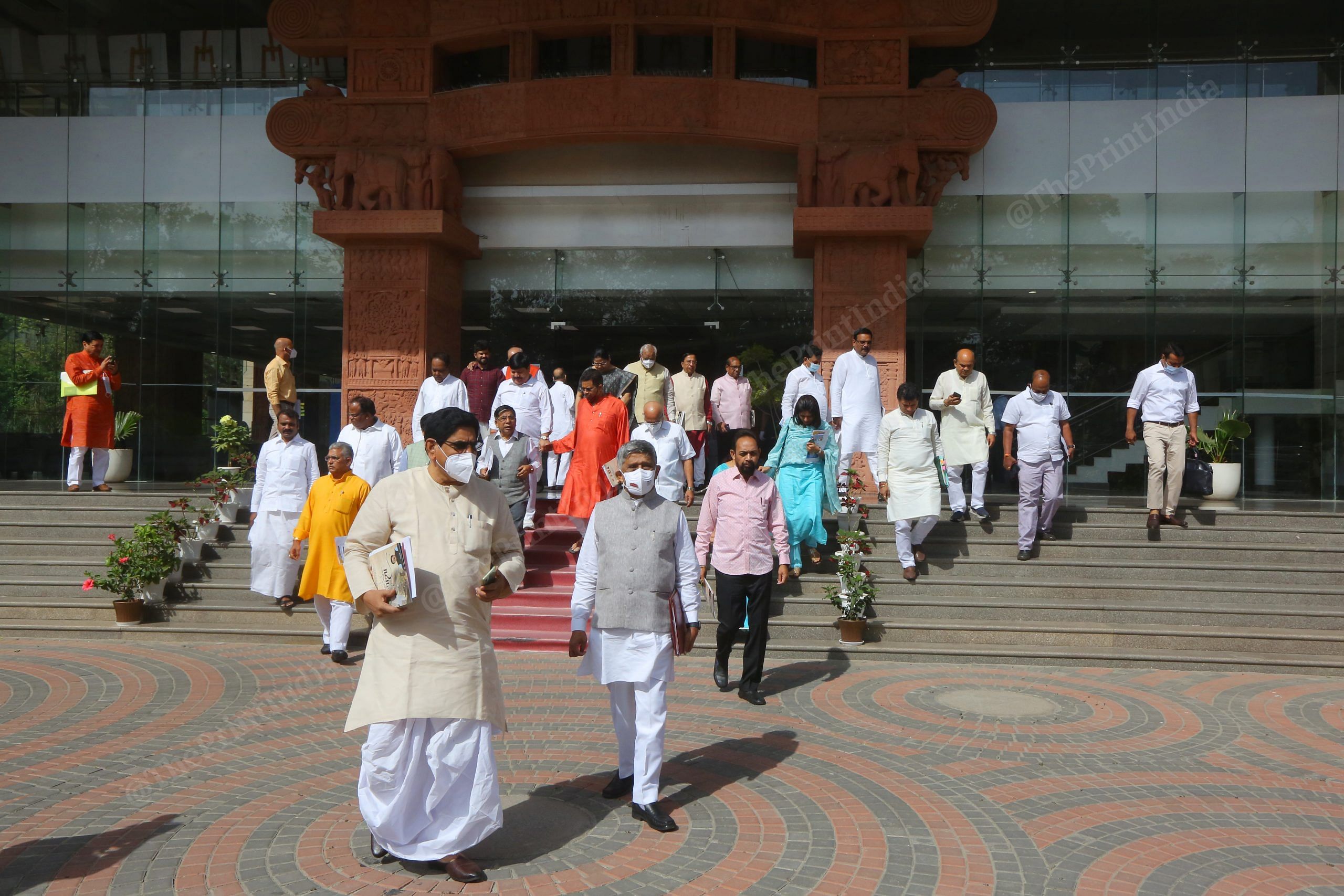 MP's leaving after the Parliamentary meeting at Ambedkar Bhavan | Photo: Praveen Jain | ThePrint