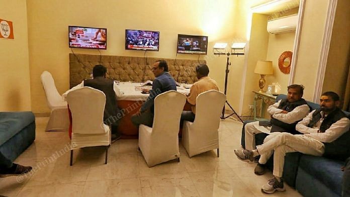 The BJP war room in Varanasi is working to connect party workers with the organisation. | Photo: Praveen Jain/ThePrint