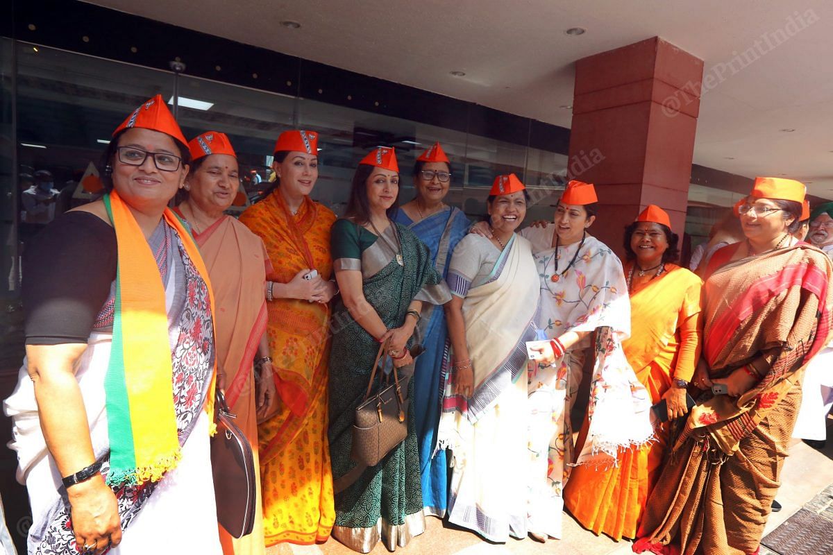 Women leaders pose for a picture at the BJP's 42nd Foundation Day event | Photo: Praveen Jain | ThePrint