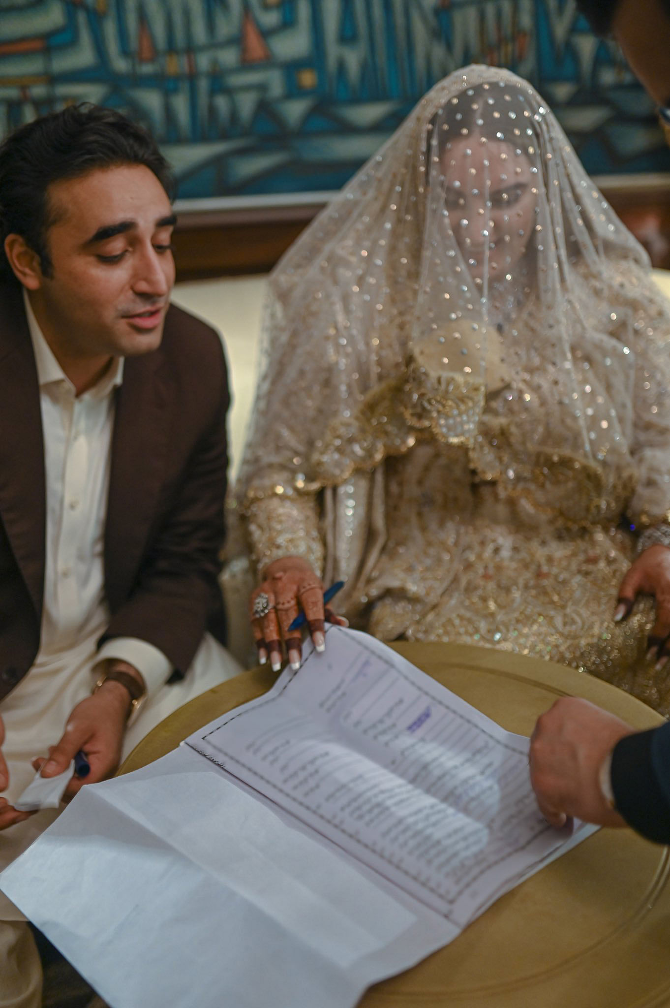 Bakhtawar and Bilawal at the former's wedding in January last year | @BBhuttoZardari