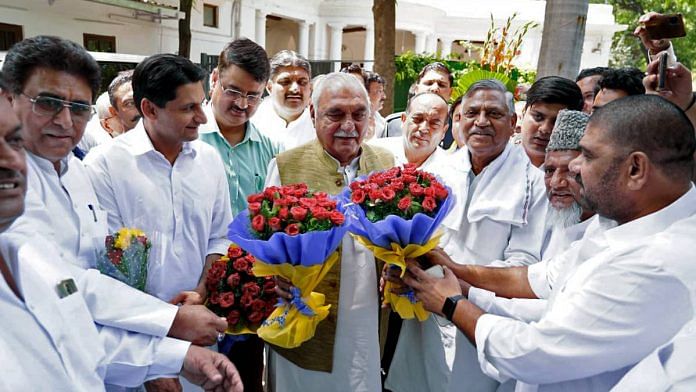 Congress appoints Bhupinder Singh Hooda loyalist Udai Bhan (third from left) as HPCC  president | Credit: ANI Photo