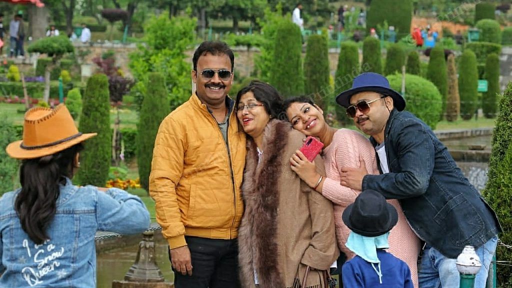 Tourists posing for a picture at Tulip Garden | Photo: Praveen Jain | ThePrint