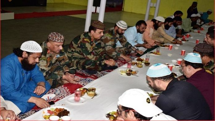 Picture of Doda iftar gathering shared by Army on Wednesday | Twitter @prodefencejammu