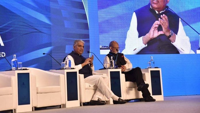 Union Minister for Environment, Forest and Climate Change Bhupender Yadav speaks at the Raisina Dialogue | Credit: Twitter/@byadavbjp